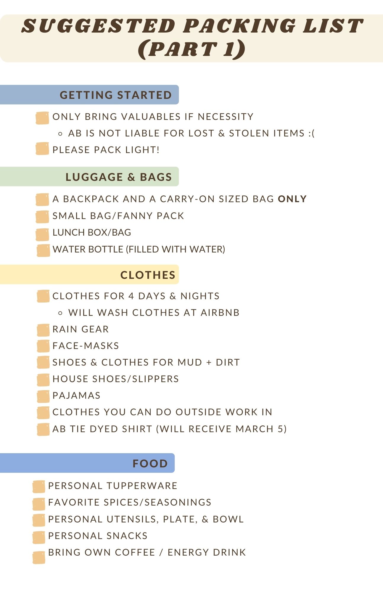 Suggested Packing List (1)
